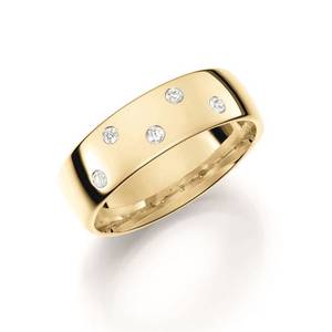 Bilde av Gult gull giftering med diamant 0,10 ct WSI. 6 mm 